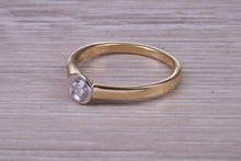 Load image into Gallery viewer, Dainty Bezel Diamond set Two Tone Gold Solitaire