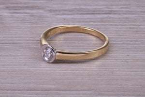 Dainty Bezel Diamond set Two Tone Gold Solitaire