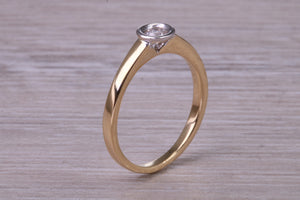 Dainty Bezel Diamond set Two Tone Gold Solitaire