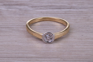 Dainty Bezel Diamond set Two Tone Gold Solitaire