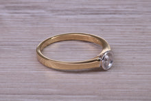 Load image into Gallery viewer, Dainty Bezel Diamond set Two Tone Gold Solitaire