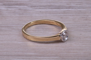 Dainty Bezel Diamond set Two Tone Gold Solitaire