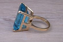 Load image into Gallery viewer, Very Very Large 60 carat Natural Blue Topaz set Yellow Gold Ring