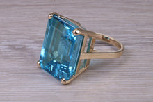 Load image into Gallery viewer, Very Very Large 60 carat Natural Blue Topaz set Yellow Gold Ring