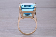 Load image into Gallery viewer, Very Very Large 60 carat Natural Blue Topaz set Yellow Gold Ring