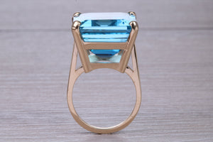 Very Very Large 60 carat Natural Blue Topaz set Yellow Gold Ring