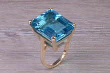 Load image into Gallery viewer, Very Very Large 60 carat Natural Blue Topaz set Yellow Gold Ring