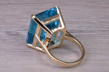 Load image into Gallery viewer, Very Very Large 60 carat Natural Blue Topaz set Yellow Gold Ring