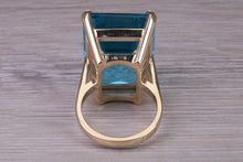 Load image into Gallery viewer, Very Very Large 60 carat Natural Blue Topaz set Yellow Gold Ring