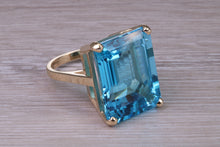 Load image into Gallery viewer, Very Very Large 60 carat Natural Blue Topaz set Yellow Gold Ring