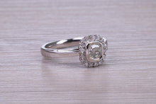 Load image into Gallery viewer, Cushion cut Diamond Halo set Platinum Ring