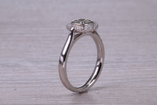 Load image into Gallery viewer, Cushion cut Diamond Halo set Platinum Ring