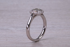 Cushion cut Diamond Halo set Platinum Ring