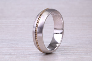 6 mm Wide 18ct White and Yellow Gold Wedding Band