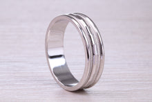 Load image into Gallery viewer, 6 mm Wide White Gold Patterned Wedding Band