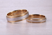 Load image into Gallery viewer, Matching Bridal His and Hers White and Yellow Gold Wedding Band