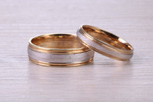 Load image into Gallery viewer, Matching Bridal His and Hers White and Yellow Gold Wedding Band