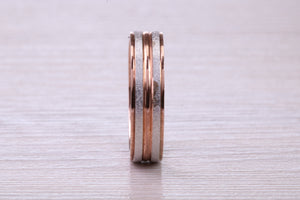 5 mm Wide Two Tone White and Rose Gold Band