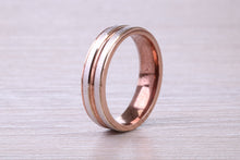 Load image into Gallery viewer, 5 mm Wide Two Tone White and Rose Gold Band