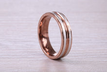 Load image into Gallery viewer, 5 mm Wide Two Tone White and Rose Gold Band