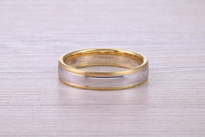4 mm Wide Two Tone 18ct White and Yellow Gold Wedding Band