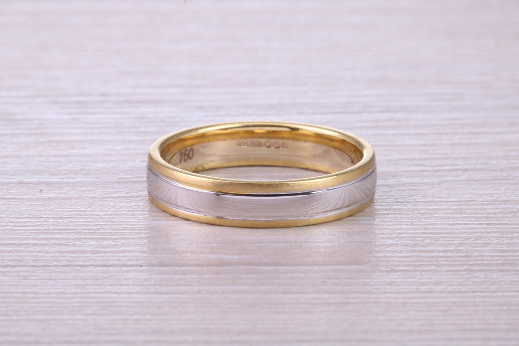 4 mm Wide Two Tone 18ct White and Yellow Gold Wedding Band