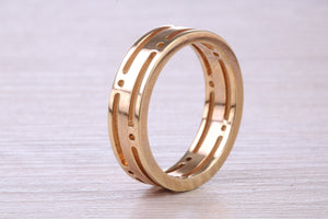 Gents 6 mm wide Chunky Cut Out Yellow Gold Band