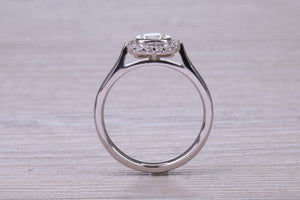 Cushion cut Diamond Halo set Platinum Ring