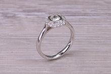 Load image into Gallery viewer, Cushion cut Diamond Halo set Platinum Ring