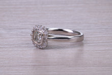 Load image into Gallery viewer, Cushion cut Diamond Halo set Platinum Ring