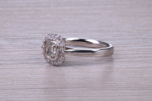 Cushion cut Diamond Halo set Platinum Ring