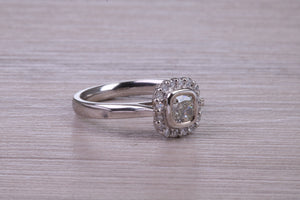 Cushion cut Diamond Halo set Platinum Ring