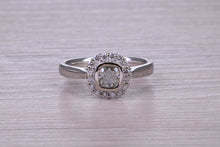 Load image into Gallery viewer, Cushion cut Diamond Halo set Platinum Ring