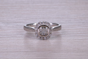 Cushion cut Diamond Halo set Platinum Ring