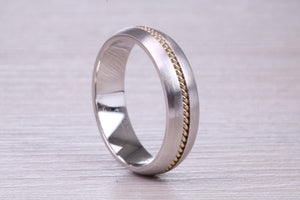 6 mm Wide 18ct White and Yellow Gold Wedding Band