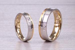 Diamond set Matching Bridal His and Hers 18ct White and Yellow Gold Wedding Bands
