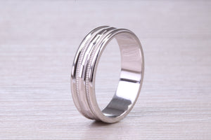 6 mm Wide White Gold Patterned Wedding Band