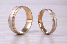 Load image into Gallery viewer, Matching Bridal His and Hers White and Yellow Gold Wedding Band