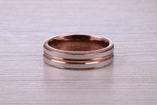 Load image into Gallery viewer, 5 mm Wide Two Tone White and Rose Gold Band