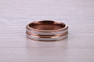 5 mm Wide Two Tone White and Rose Gold Band