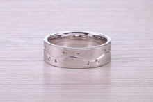 Load image into Gallery viewer, 6 mm Wide Machine Patterned White Gold Band