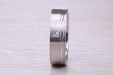 Load image into Gallery viewer, Chunky 6 mm Wide Gents Diamond set White Gold Band