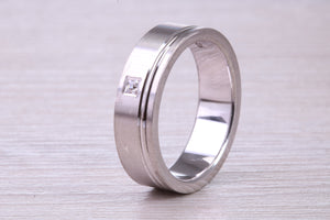 Chunky 6 mm Wide Gents Diamond set White Gold Band