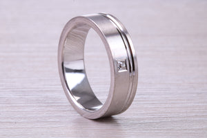 Chunky 6 mm Wide Gents Diamond set White Gold Band