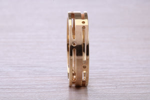 Gents 6 mm wide Chunky Cut Out Yellow Gold Band