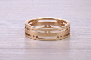 Gents 6 mm wide Chunky Cut Out Yellow Gold Band