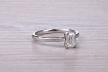 Load image into Gallery viewer, 0.70 carat Emerald Cut Natural Diamond set Platinum Solitaire, GIA Certified