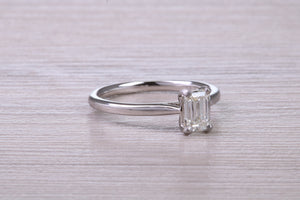 0.70 carat Emerald Cut Natural Diamond set Platinum Solitaire, GIA Certified