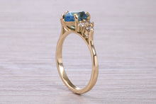 Load image into Gallery viewer, Pear Drop Aquamarine and Diamond set 18ct Yellow Gold Ring, Total 1.61ct Gemstone Weight