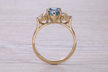 Load image into Gallery viewer, Pear Drop Aquamarine and Diamond set 18ct Yellow Gold Ring, Total 1.61ct Gemstone Weight